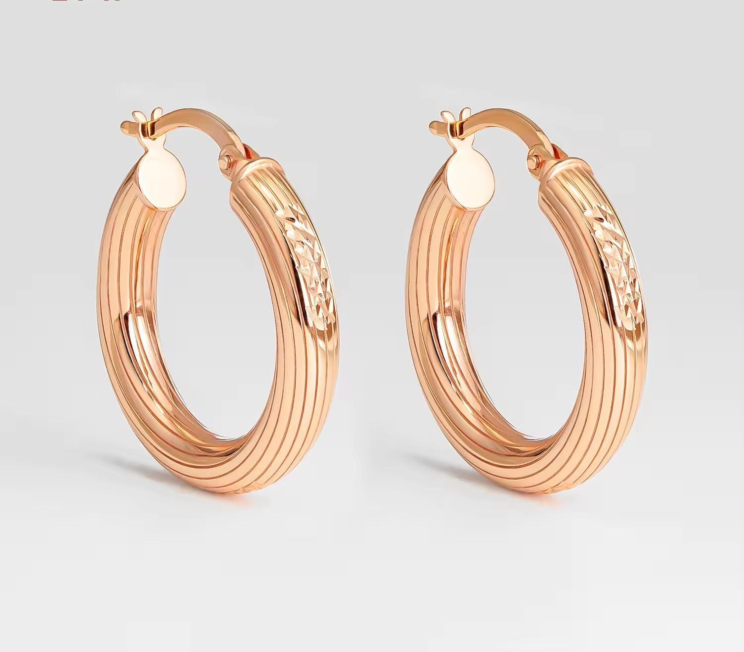 18k Gold Twisted Band Hoops