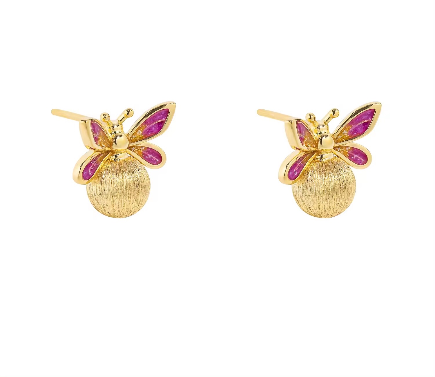 Custom 18k Bumble Bee Studs