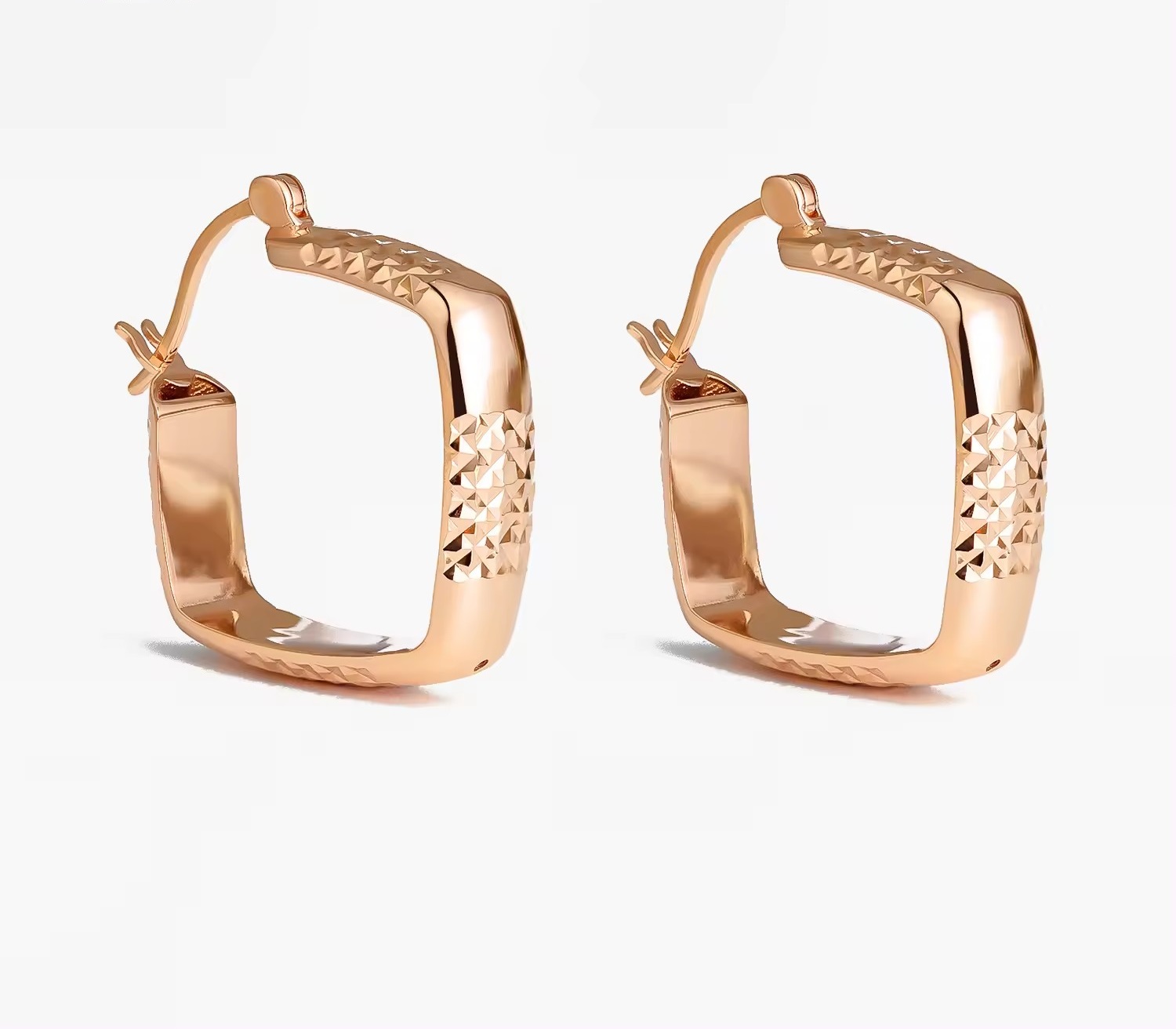 New 18k Gold Square Hoops